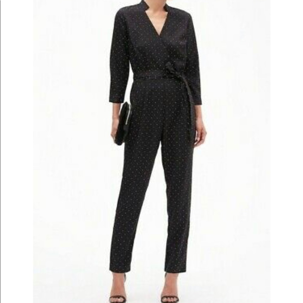 Banana Republic Black Polka Dot Jumpsuit label sz4: runs small - listing as a 2